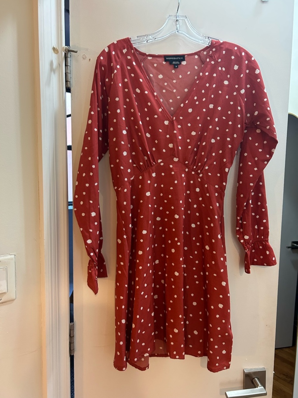 ASOS Red Polka Dot V-Neck Dress